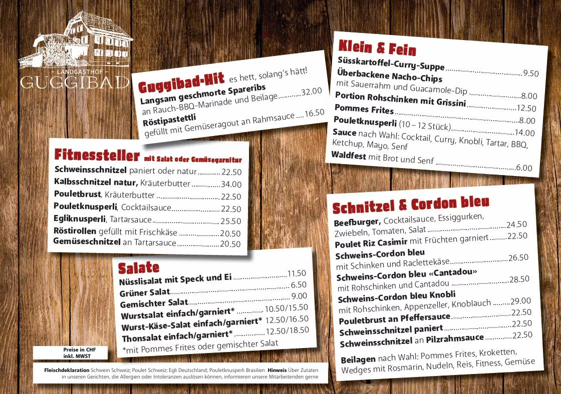 Speisekarte - Landgasthof Guggibad